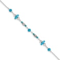 thumbnail image 1 of Sterling Silver Antiqued Turquoise Beaded Anklet Made In Thailand qg1393-9, 1 of 5