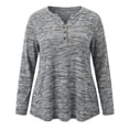 thumbnail image 5 of DARING DIVA Women's Plus Pocket Notch Neck Long Sleeve Blouses 1X Gray, 5 of 6