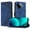 Blue, variant on Wallet Case for Xiaomi Redmi K80 Pro with Card Holder, Cash Pocket, Kickstand, Magnetic Clasp & Wrist Strap, Geometric Texture Folio Cover Black
