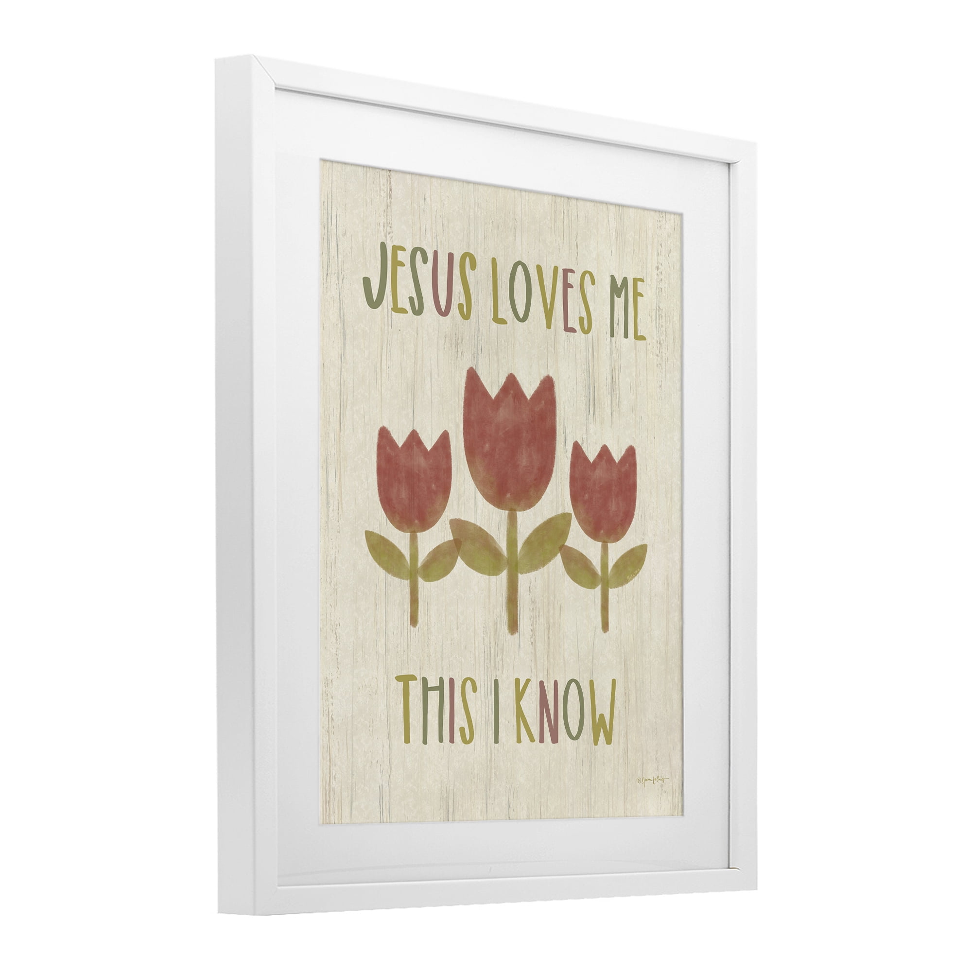 Stupell Industries Jesus Loves Me This I Know White Framed Print Under Glass, design by Annie LaPoint