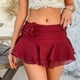 thumbnail image 4 of Minifalda sexy para mujer: diseño con volantes, decoración floral, corte acampanado, tejido de gasa, ideal para vacaciones de verano, playa y outfits informales, tallas S/M/L/XL, 4 of 8