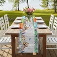 thumbnail image 4 of Spring Botanical Table Runner, Vintage Black Plaid Brown Wooden Grain Washable Cotton Linen Table Runners 48 Inches Long, Dresser Scarf Runner for Nightstand/Coffee/End Tables 13''x48'', 4 of 9