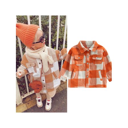 

Sunisery Baby Winter Plaid Jacket Long Sleeve Button Down Shirt Coat with Pockets
