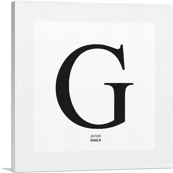 ARTCANVAS Modern Black and White Gray Serif Alphabet Letter G Canvas Art Print - Size: 36" x 36" (1.50" Deep)