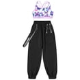 thumbnail image 3 of vastwit Kids Girls Jogger Pants Dance Outfits Sports Crop Tops 2 Piece Set for Jaz Hip Hop Street Butterfly 8, 3 of 7