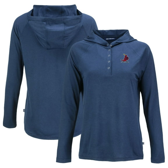 Women's Cutter & Buck Navy St. Louis Cardinals Cooperstown Collection Coastline Epic Comfort Eco Recycled Hoodie Raglan