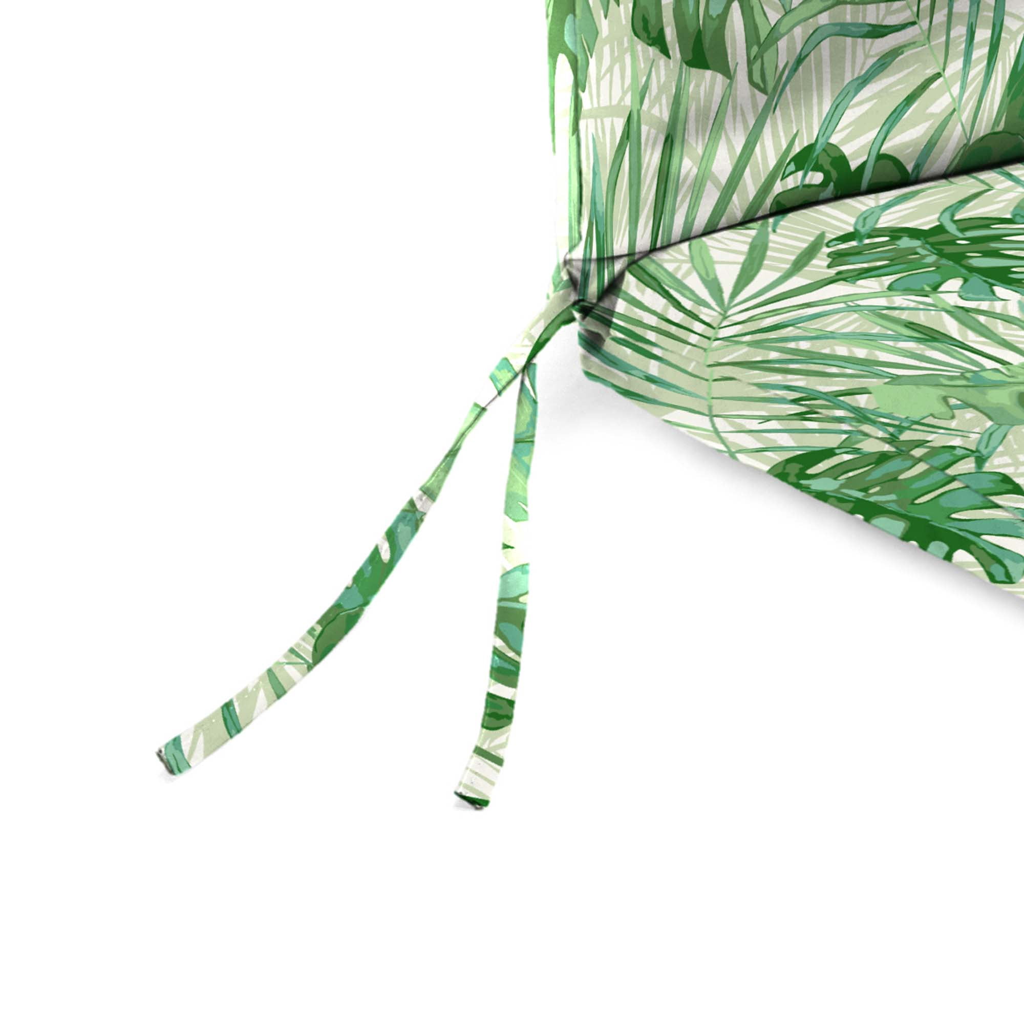 Jordan Manufacturing 44" x 21" Bryann Tortoise Green Tropical Rectangular Outdoor Chair Cushion with Ties and Hanger Loop