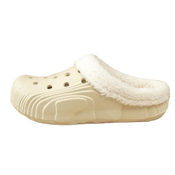 YLYL Women Men Clogs Warm Fuzzy Fur Lined Non-Slip Slip on Winter Indoor Outdoor Garden Slippers