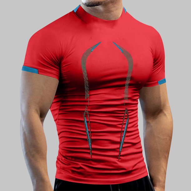 Mens Casual Botón Arriba Camisas Manga Corta Entrenamiento de Fitness de Verano Transpirable Secado Camiseta, 100% Poliéster Deportes de Moda Superior para Hombres