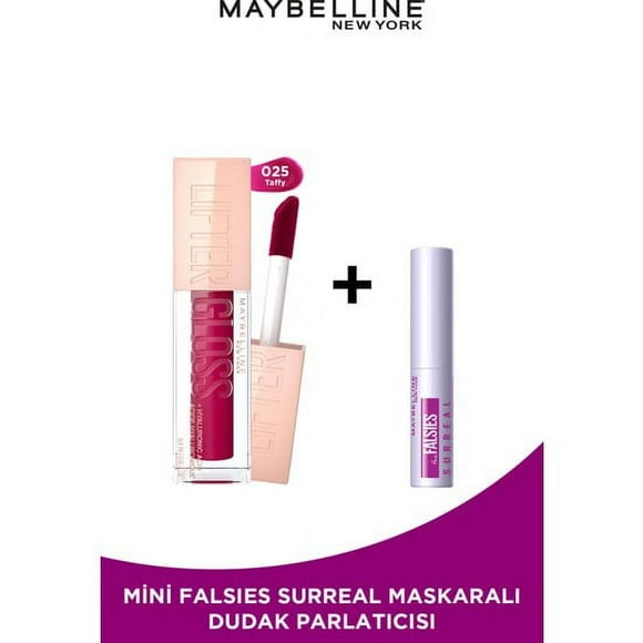 Maybelline New York Lifter Gloss Moisturizing Lip Grower- 25 Taffy Mini Falsies Surreal Mascara Gift