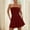 Wine, variant on Ruffle Womens Rompers Strapless Boat Neck Sleeveless Brown Short Jumpsuits Solid Rompers with Pockets