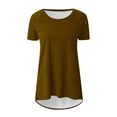 thumbnail image 4 of VERUGU Women Short Sleeve Tops Solid Color Summer Blouses Tunic T-shirt for Women Boho Style Long Tee Ladies Loose Kaftan T Shirt, 4 of 5