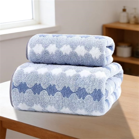 Quick Dry Towel Set, Lightweight Coral Fleece Bath Towel Hand Towel for Travel, Super Soft Absorbent Striped Printed Towels for Gym, Beach, Shower – Fast Drying, Compact