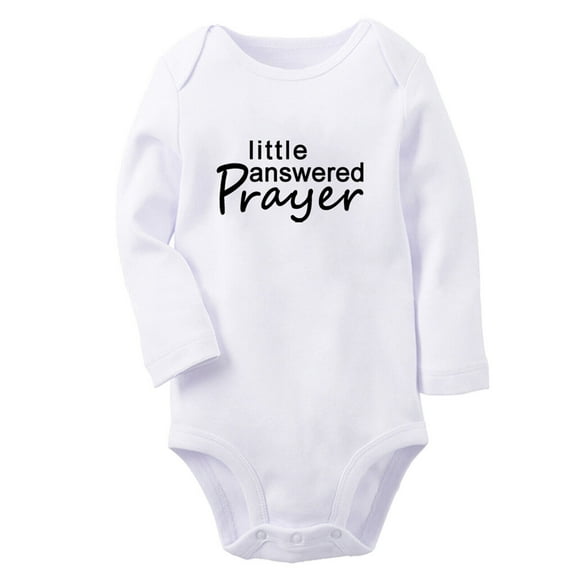 Babies Little Answered Prayer Funny Rompers, Newborn Baby Unisex Bodysuits, Infant Jumpsuits, Toddler 0-12 Months Kids Long Sleeves Oufits (White, 6-12 Months)