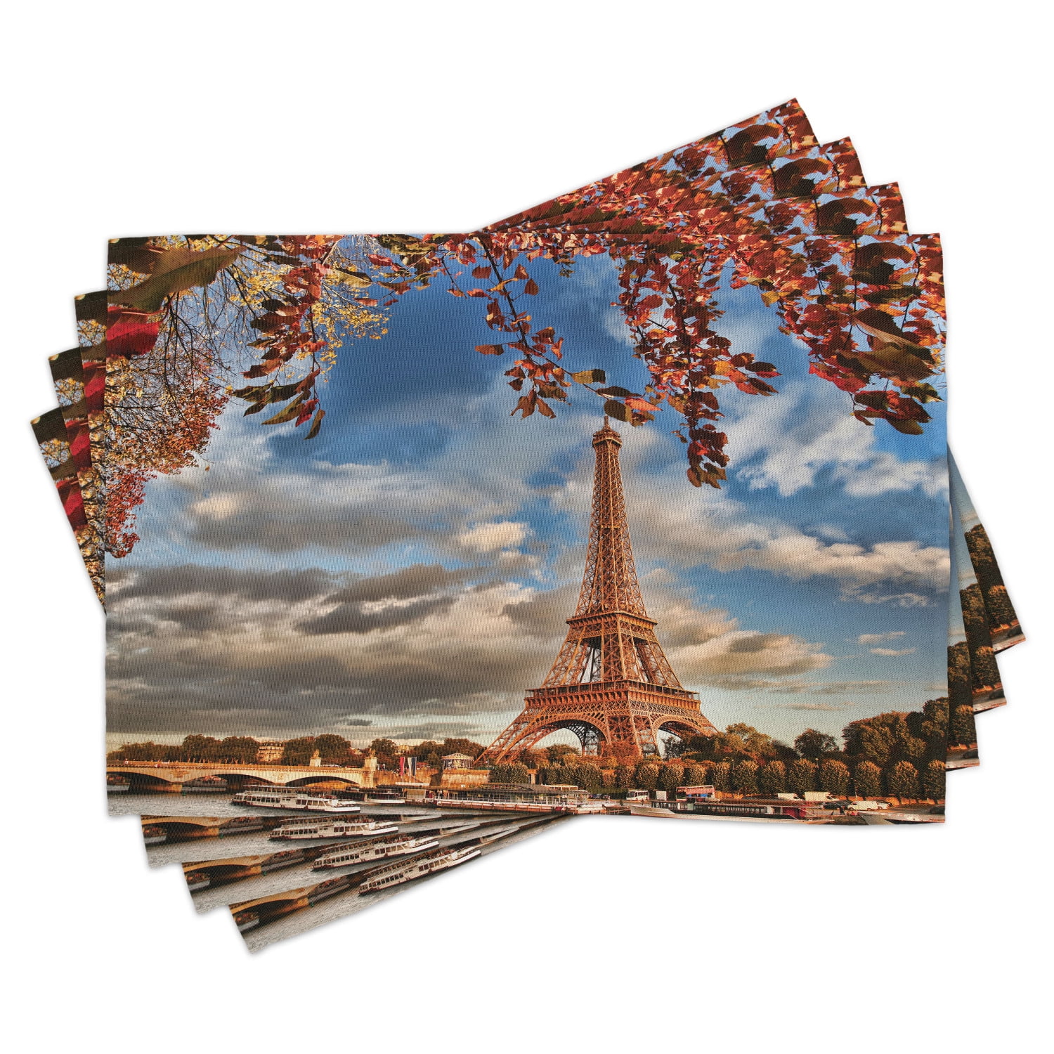 Eiffel Tower Insulation Cotton Linen Placemat Dining Table Mat Home Kitchen 