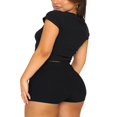thumbnail image 4 of Femmes Été Séance d'Entraînement Ensemble Manches Courtes Col Rond Tops T-shirt + Yoga Shorts Streetwear, 4 of 5