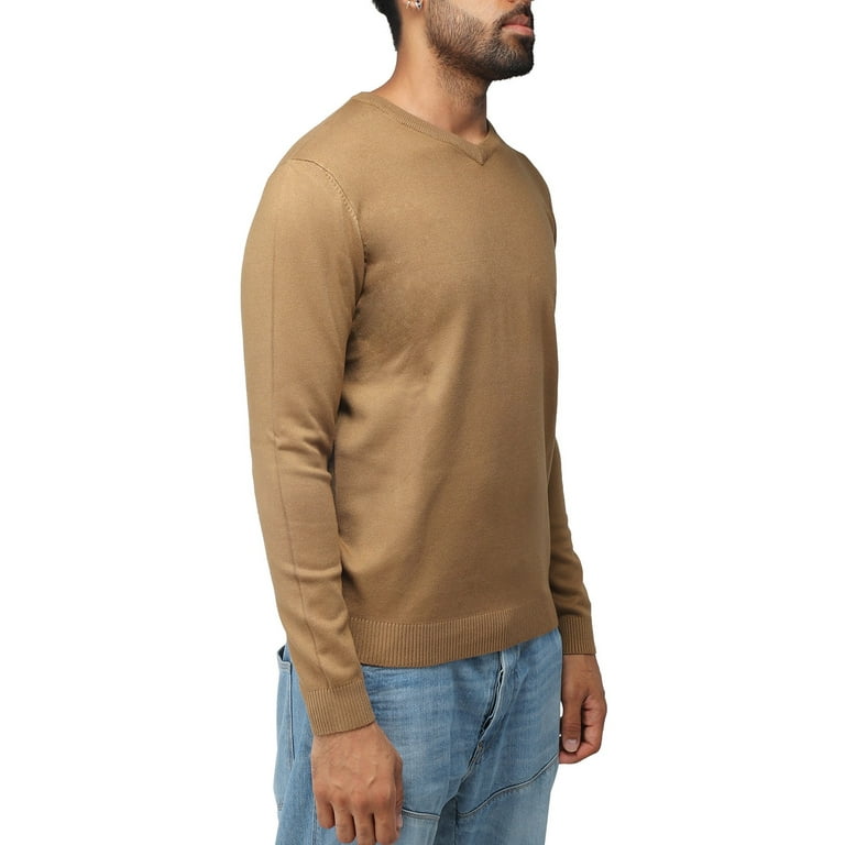 Camel Slim Fit V-Neck Sweater for Men by