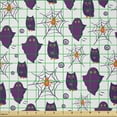 thumbnail image 2 of Ambesonne Ghost Fabric by the Yard Microfiber, Owl Spooky Season Cartoon, 2 Yards, Orange Purple and White, 2 of 4