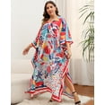 thumbnail image 4 of Edolynsa Plus Size Africa Kaftan Dress Batwing Sleeve Bathing Suit Cover up Long Summer Outfit, 4 of 7