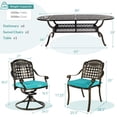 thumbnail image 3 of MEETWARM 9-Piece Outdoor Patio Dining Set, All-Weather Cast Aluminum Patio Conversation Set with 6 Stationary, 2 Swivel Rocker Chairs, 1 Oval Table, 8 Cushions, 2.2" Umbrella Hole, Ocean Blue, 3 of 7