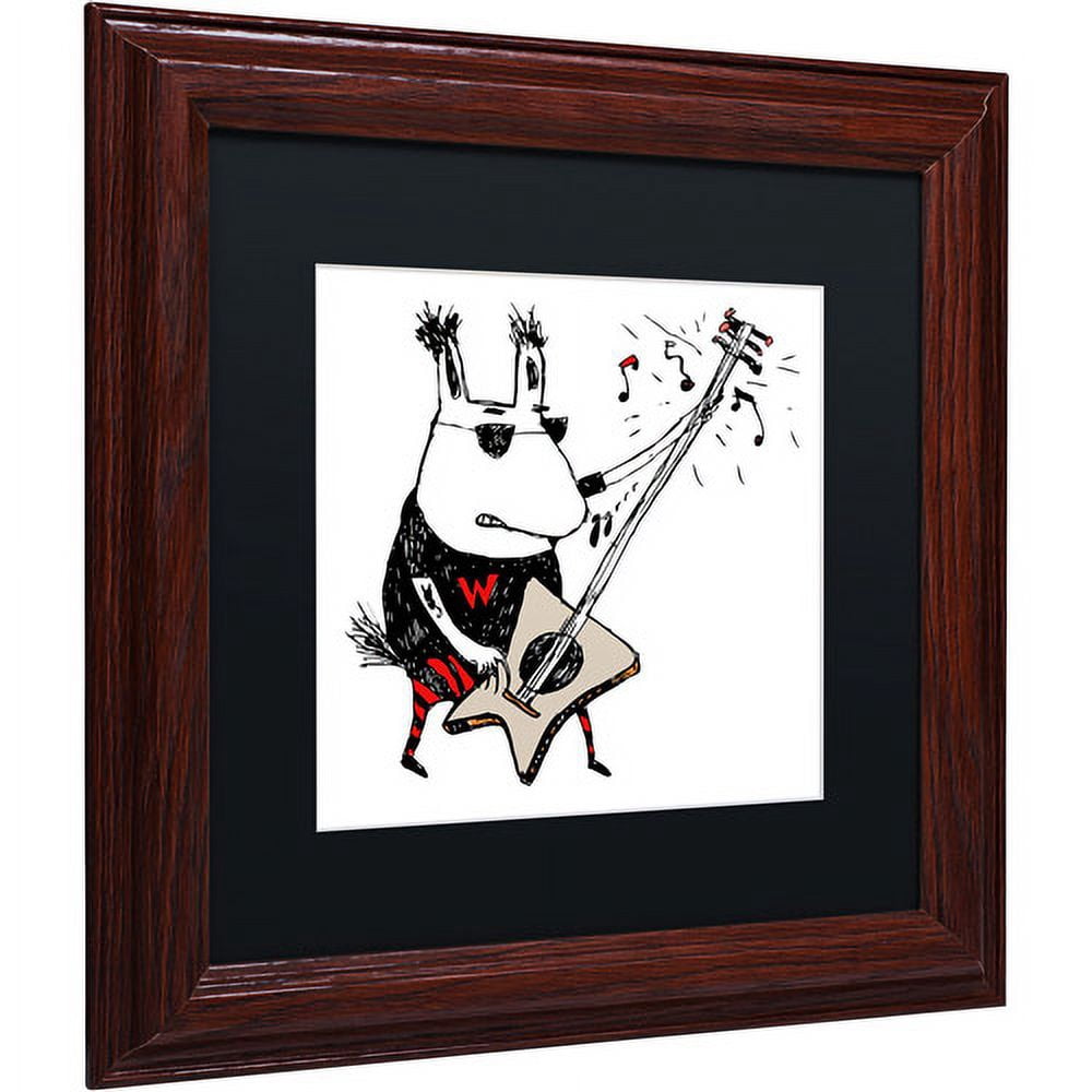 Trademark Fine Art "Wild Guitar Wolf" Canvas Art by Carla Martell, Black Matte, Wood Frame
