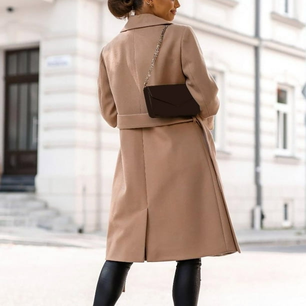 jsaierl Women Trench Coat Long Sleeve Pea Coat Open Front