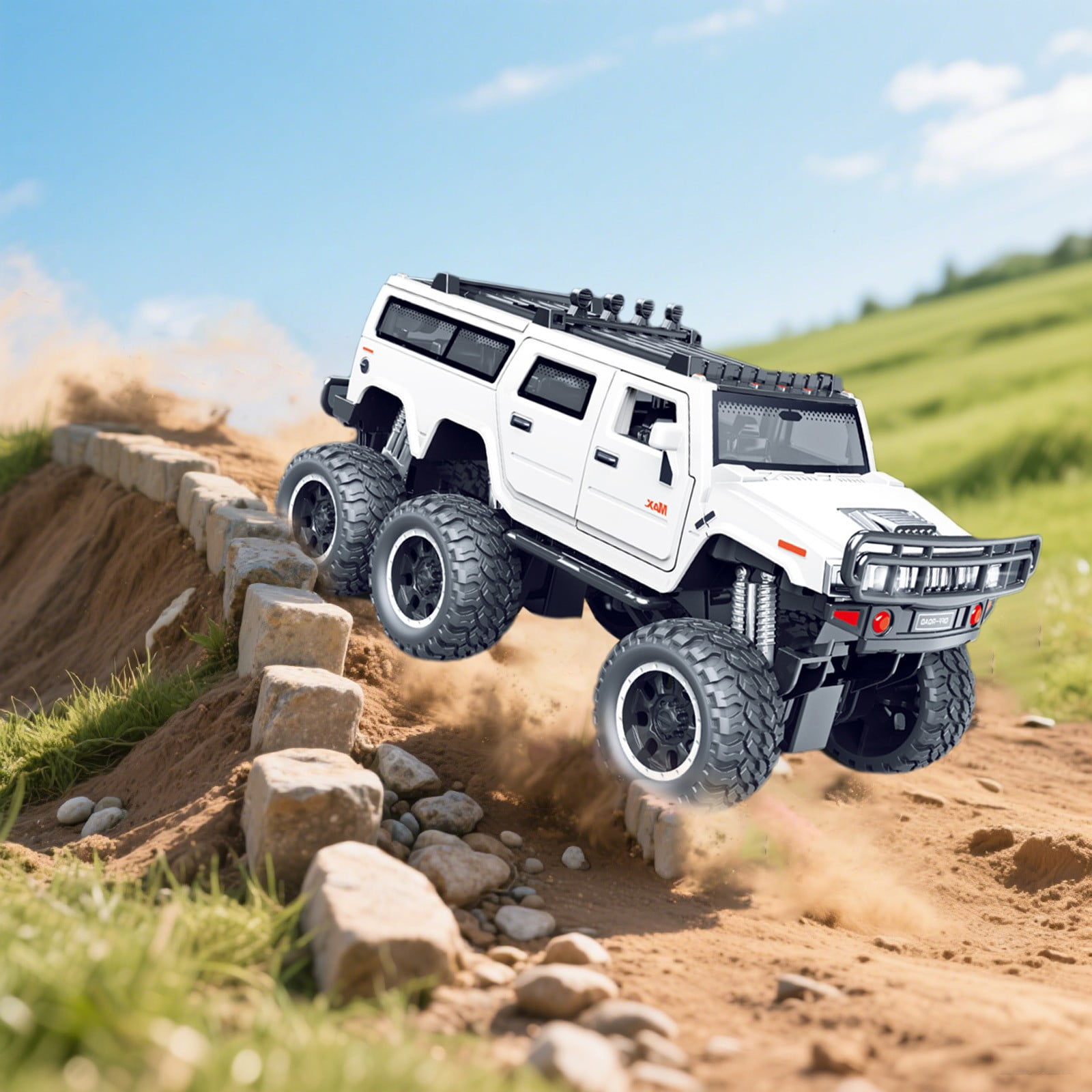 Kbndieu Kids Toys Cars Off-Road Vehicle Friction Powered Toy Vehicle with Fun Lights and Sounds, Car Toys Birthday Gifts for Boys and Girls, White