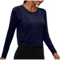 thumbnail image 3 of Loopsun Womens Long Sleeve Fall Tops Fashion Solid Crew Neck Side Cutout Sports Casual Shirts, 3 of 5