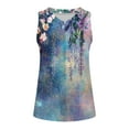 thumbnail image 5 of Sleeveless Shirts for Women Summer Casual V Neck Floral Printed Flowy Tank Tops Loose Blouses with Side Split (2XL, Multicolor 2), 5 of 5