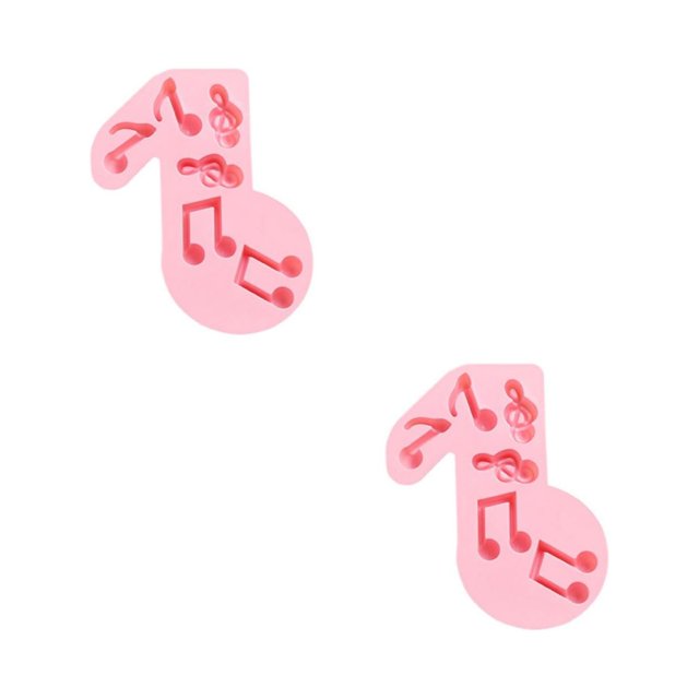 Oleegame 2PC Cookie Mold Music Note Silicone Fondant Molds Musical Cake Candy Chocolate Decorating Tools DIY Craft Project Pink