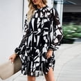 thumbnail image 4 of Vestido Minivestido informal para mujer, vestido holgado con cordones y fruncido, elegante traje de vacaciones Ygjytge Negro T L para Mujer, 4 of 8