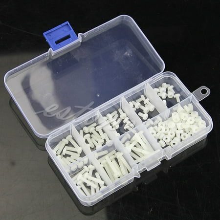 

SIEYIO 160Pcs Metric M3 8 Sizes Assortment Stand-off Nylon Screws Bolt & Nuts Kit White