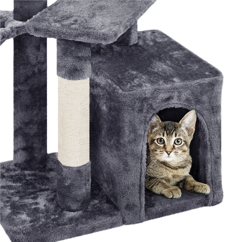 Alden Design 34.5" Cat Tree with Condo and Perches, Dark Gray photo 6