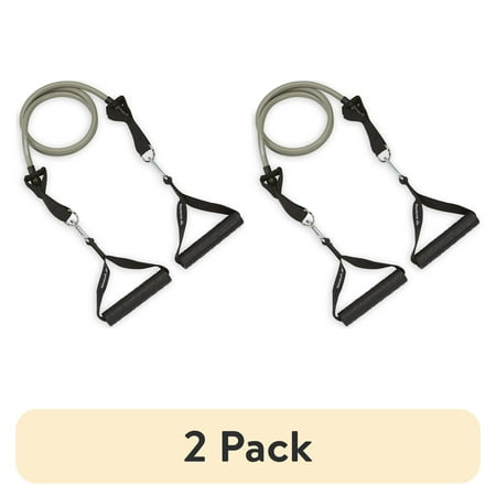 (2 pack) Reebok Delta Sure Grip Resistance Cord, Light Level - Ultra Heavy Level , Interchangeable Tubing