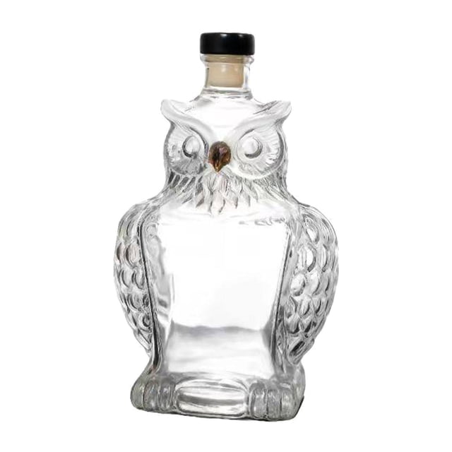 Decantador de whisky con diseño de búho, 125 ml, dispensador de vino transparente, vidrio de borosilicato, ideal para coleccionistas, papá, abuelo o
