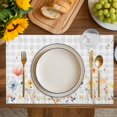 thumbnail image 4 of Botanical Wildflowers Placemats Set of 6, Spring Farmhouse Floral Grey Plaid Placemats for Dining Table, Place Mats for Kitchen Tabletop, Waterproof Wipeable Dining Table Mats Set, 4 of 9