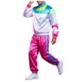 thumbnail image 3 of yboeqw Retro Unisex 2 Piece Party Tracksuit Full Zip Stand Collar Color Block Jacket Elastic Cuff Jogger Pants for 80s Themed Event Cosplay, 3 of 9