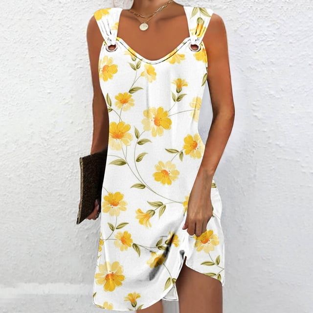 Fankiway Robe Élégante à Imprimé Géométrique pour Femmes, Robe de Plage à Col Rond, Grande Taille, Robes de Plage pour Femmes