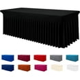 thumbnail image 1 of Mantel de Spandex Elástico Ajustado de Una Sola Pieza con Falda para Mesas Rectangulares de 6 Pies - Impermeable y Lavable (Negro, 72x30x30 Pulgadas), 1 of 5