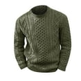 thumbnail image 4 of Huresd Men's Fisherman Cable Crewneck Sweater Winter Casual Sweater for Men Knitted Pullover Sweaters with Ribbing Edge Green XL, 4 of 7