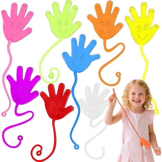 Large 24Pcs Glitter Sticky Hands Party Favors, Party Table Favors Set for Kids, Holiday Traditions, Classroom Treasure Box Carnival Prizes Bulk Pinata Stuff Toys