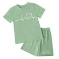 thumbnail image 3 of Grblisyd Girls Outfits Size 10-12 Kids Heart Print Short Sleeve T-Shirts Elastic Waist Shorts Casual Summer 2 Piece Clothing Sets, 3 of 5