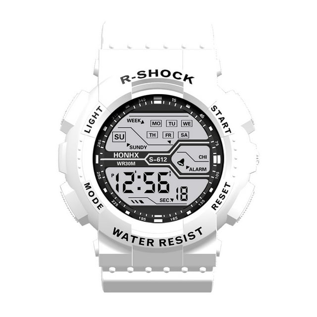 Reloj deportivo para hombre, relojes de moda para hombre, reloj de pulsera deportivo de goma con cronómetro digital LCD y fecha, reloj de PU