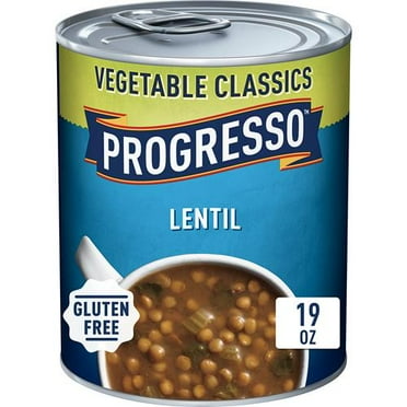 Progresso Lentil Soup, Vegetable Classics Canned Soup, Gluten Free, 19 Oz - Pack of 2