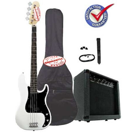 Electric Bass Guitar Pack with 20 Watts Amplifier, Gig Bag, Strap, and Cable, (Best Small Guitar Amp For Gigs)