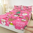 thumbnail image 3 of Manfei Merry Christmas Twin Sheet Sets,Cute Santa Claus Twin Fitted Sheet,Xmas Dessert Cake Flat Sheet For Girls,Ultra Soft Home Decor,3pcs, 3 of 7