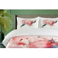 thumbnail image 4 of Ambesonne Peach Duvet Cover Set, Watercolor Penoies Nature, 2-Calking, Scarlet Rose Green, 4 of 7