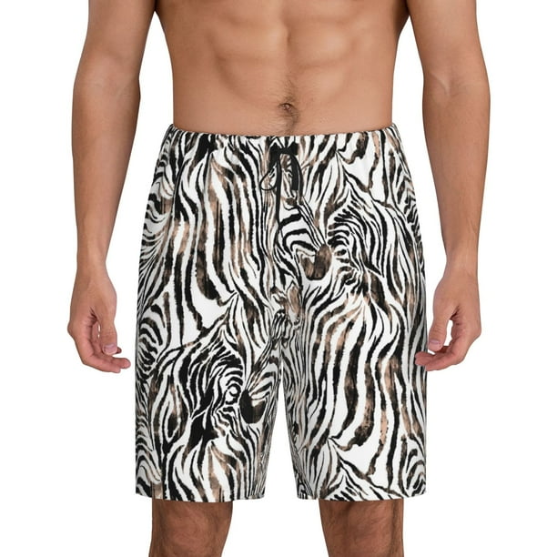 Fotbe Leopard And Zebra Pantalones Cortos de Pijama para Hombre, Ropa de Dormir, Pantalones de Pijama Cortos para Hombre-Medium
