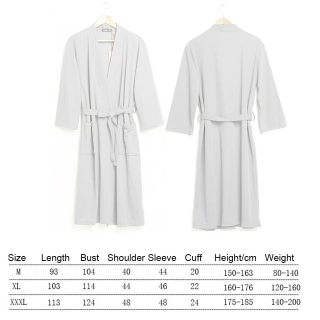 Peignoir Gaufré Uni Absorption d'Eau Peignoir de Bain Robe de Maison Nuisette Peignoir de Spa Peignoir pour Femmes