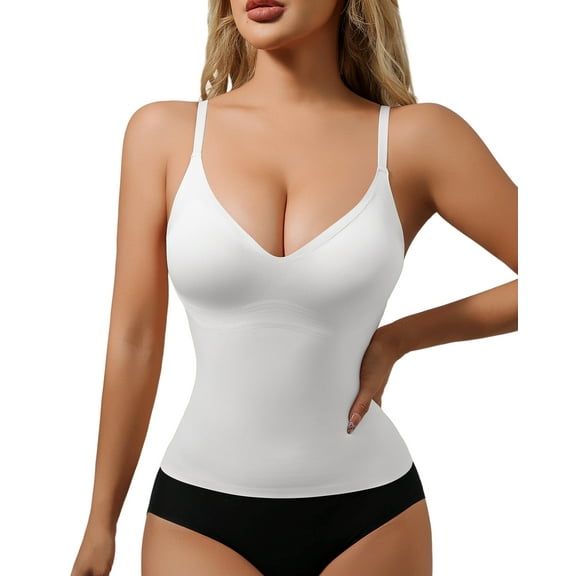 USEASY Shapewear Tank Tops with Bulit in Bra for Women Tummy Control Seamless Slimming Compression Tank Camisole